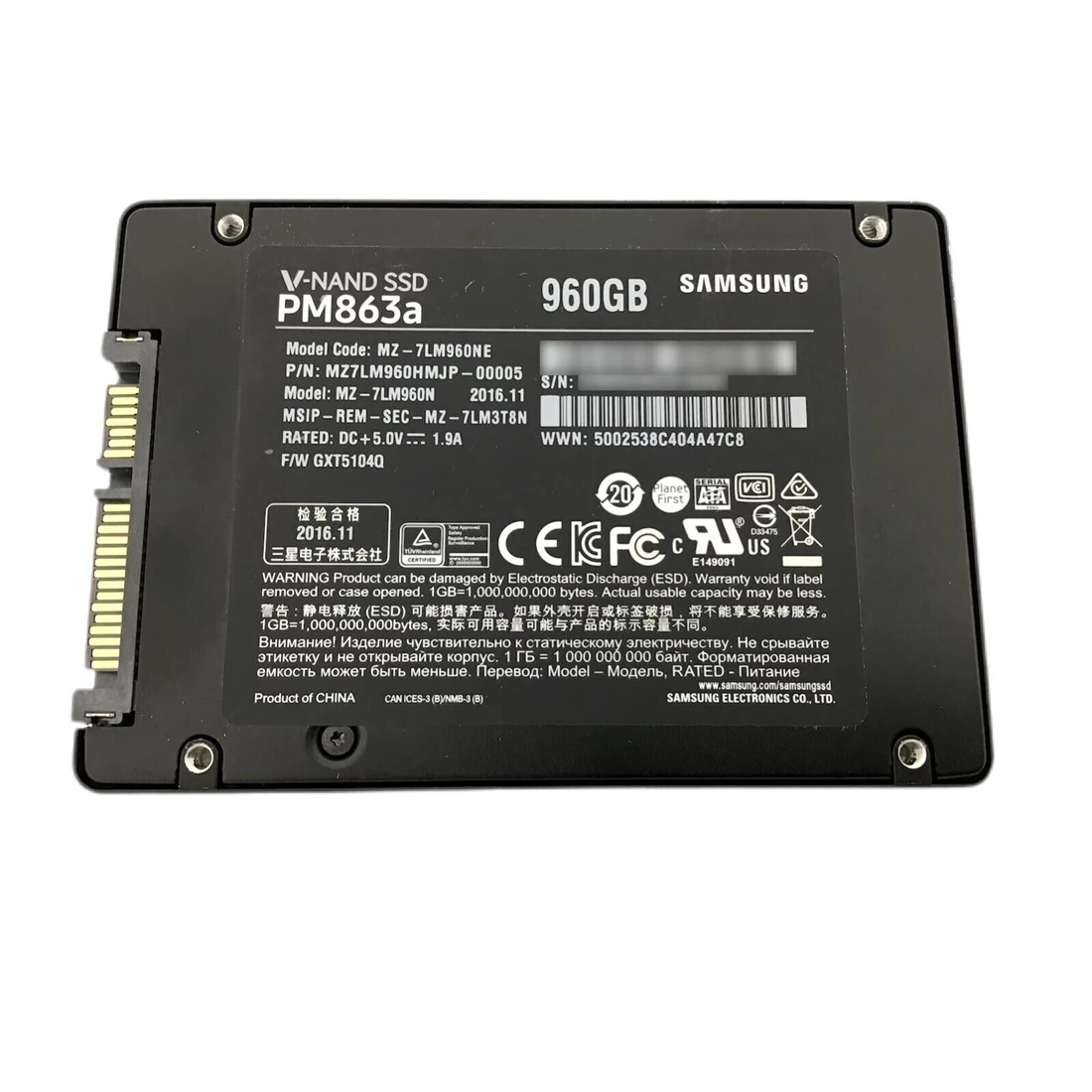 Samsung MZ-7LM960NE PM863a 960GB SATA 6Gbps 2.5inch Ssd Refurbished
