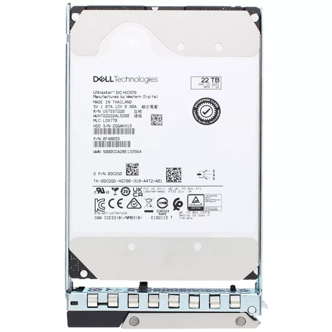 Dell DC2GD 22TB 7.2K SAS-12Gbps 512e 512MB 3.5inch Hot-Plug Hdd