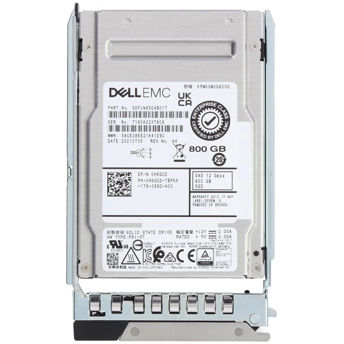 Dell H6GCD 800GB SAS-12Gbps 2.5inch Write Intensive 10 DWPD Hot