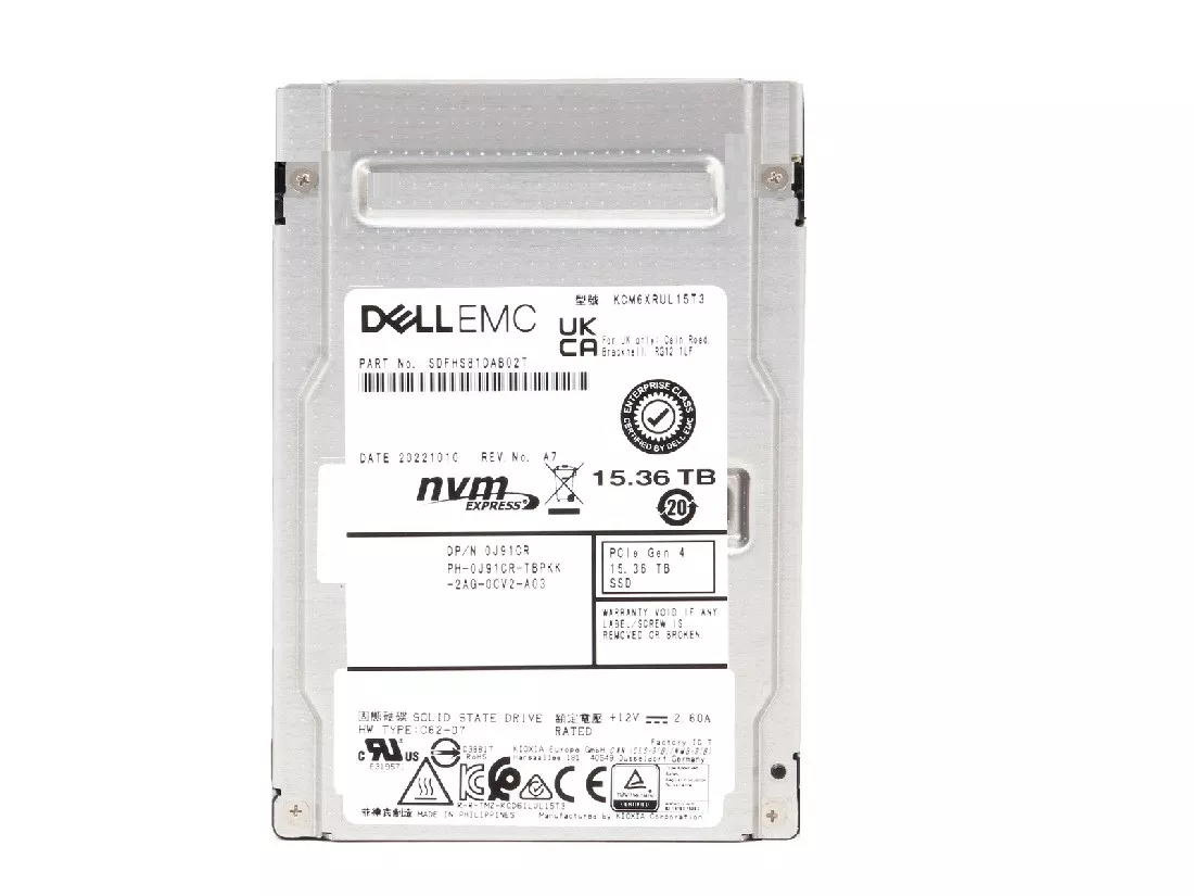 Kioxia CM6-R KCM6XRUL15T3 Read Intensive SSD 15.36 TB PCIE 4.0 x4 (NVMe) DELL OEM Refurbished