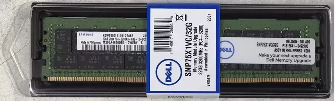 Dell 370-AFVX 32GB PC4-25600 DDR4-3200MHz 2Rx4 ECC Memory Samsung OEM Refurbished