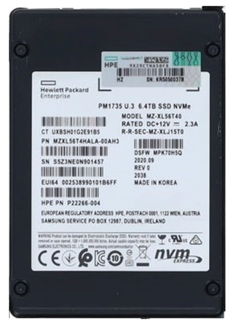 SAMSUNG MZ-XL56T40 6.4TB NVMe MU Sff U.3 Ssd Hpe Oem