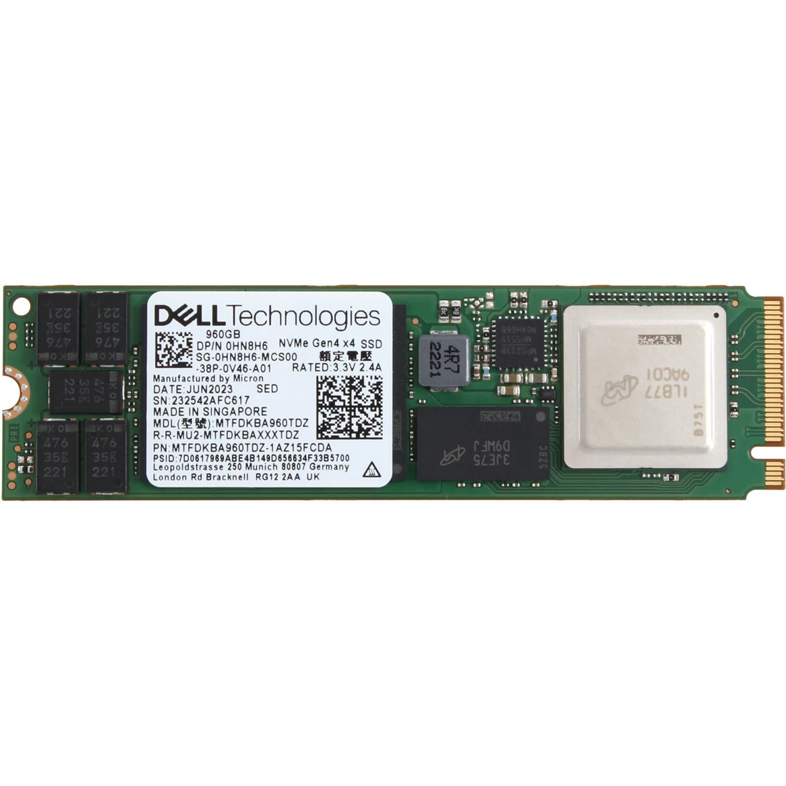 Micron 7400 PRO MTFDKBA960TDZ-1AZ15FCDA SSD 960 GB Pci Express 4.0 x4 (NVMe) DELL OEM Refurbished