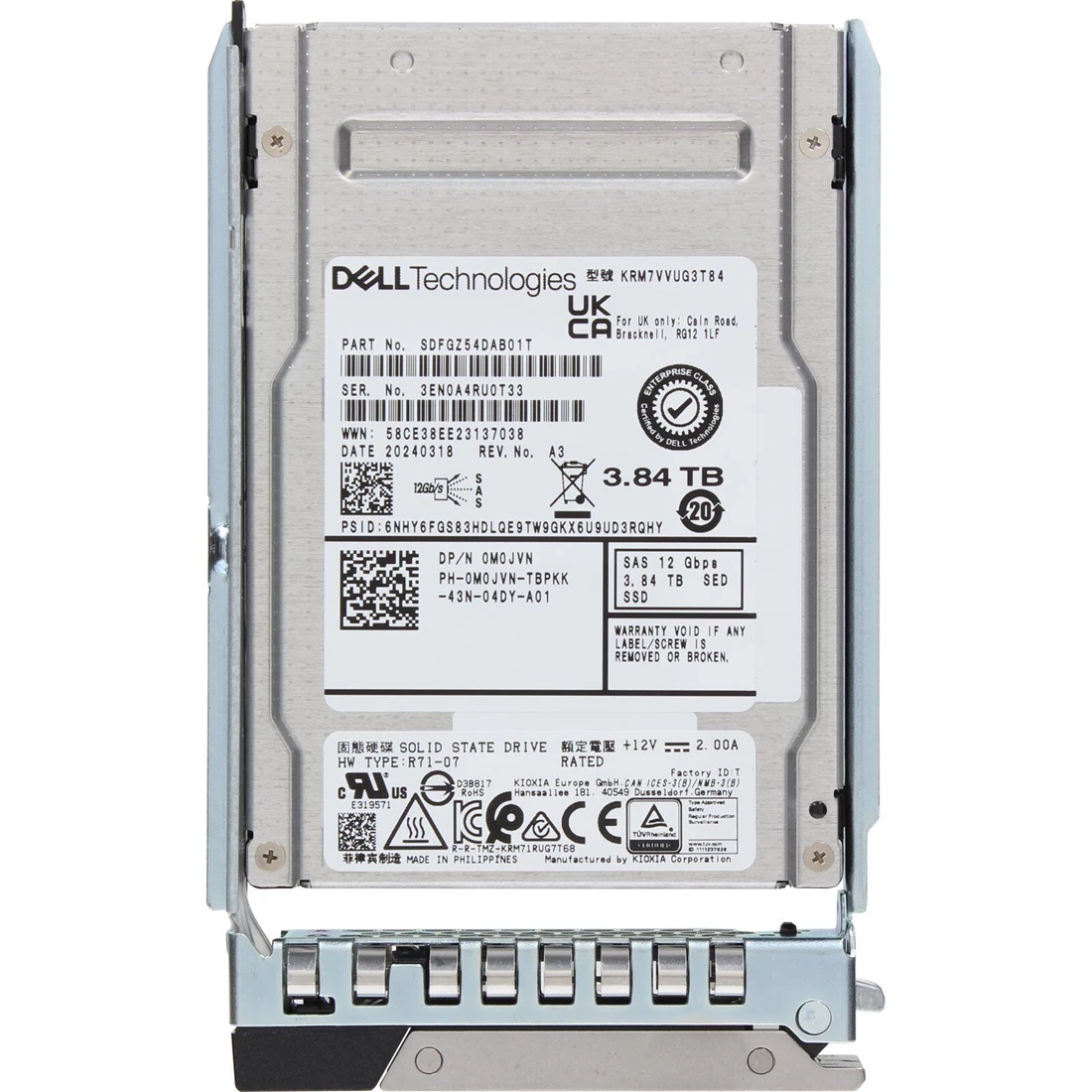 Dell M0JVN 3.84TB SAS-12Gbps SED Mixed Use 3DWPD 2.5inch Hot-Plug SSD