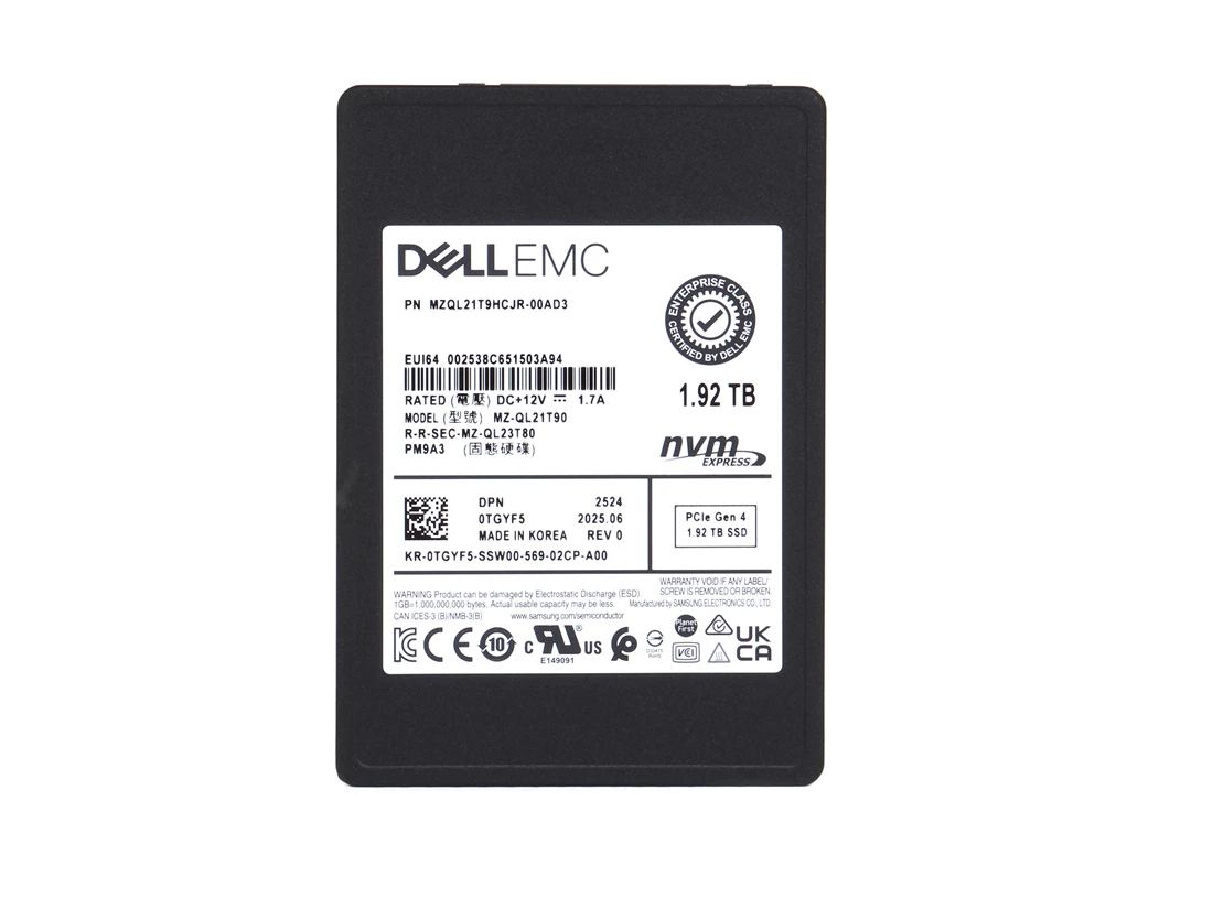 Samsung PM9A3 MZQL21T9HCJR-00AD3 SSD 1.92 TB Pci Express 4.0 x4 (NVMe) DELL OEM Refurbished