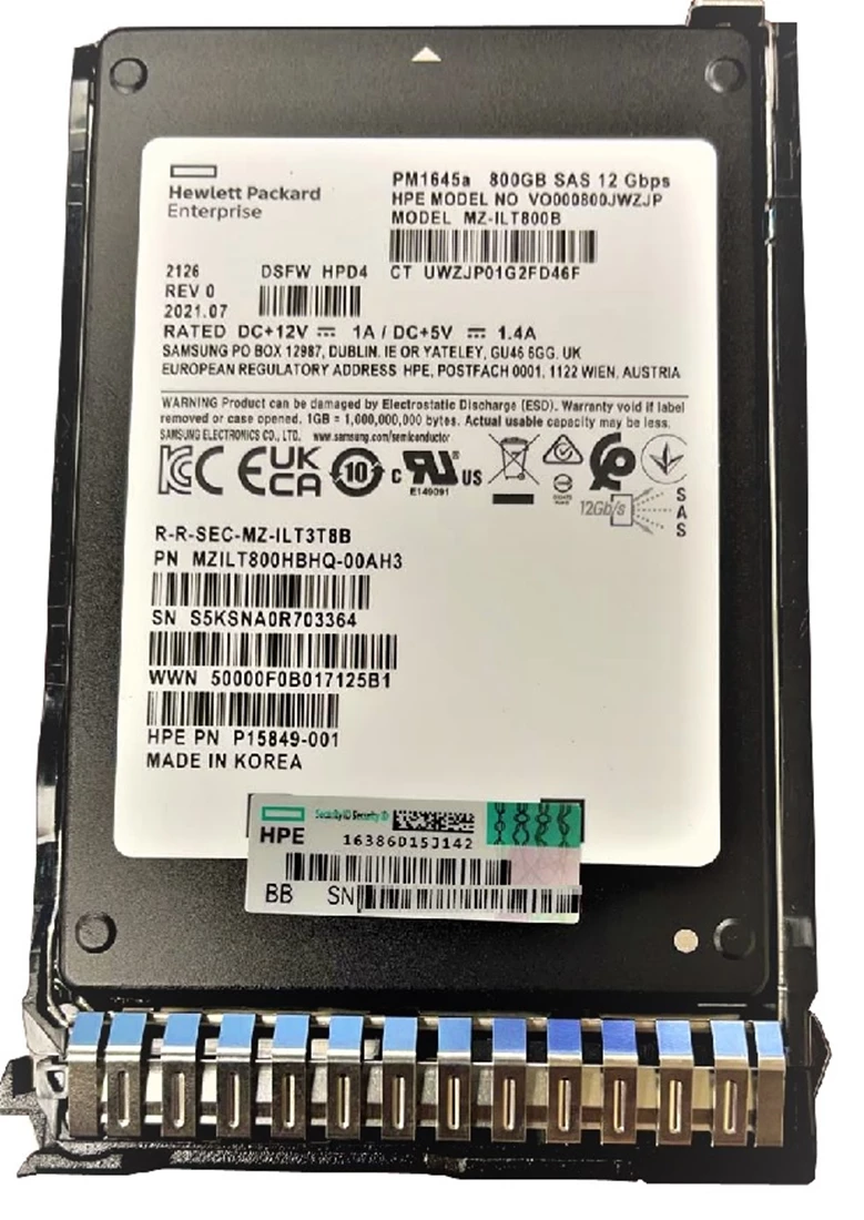 HPE PM1645a P15849-001 Mixed Use SSD 800 GB SAS 12Gb/s Refurbished