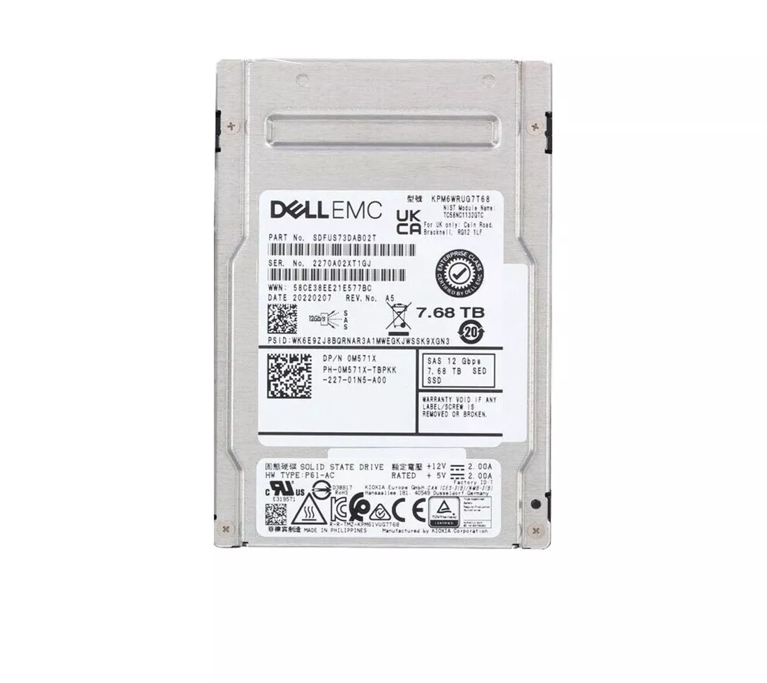 Kioxia PM6-R SDFUS73DAB02T Read Intensive SSD 7.68 TB SAS 12Gb/s DELL OEM Brand New