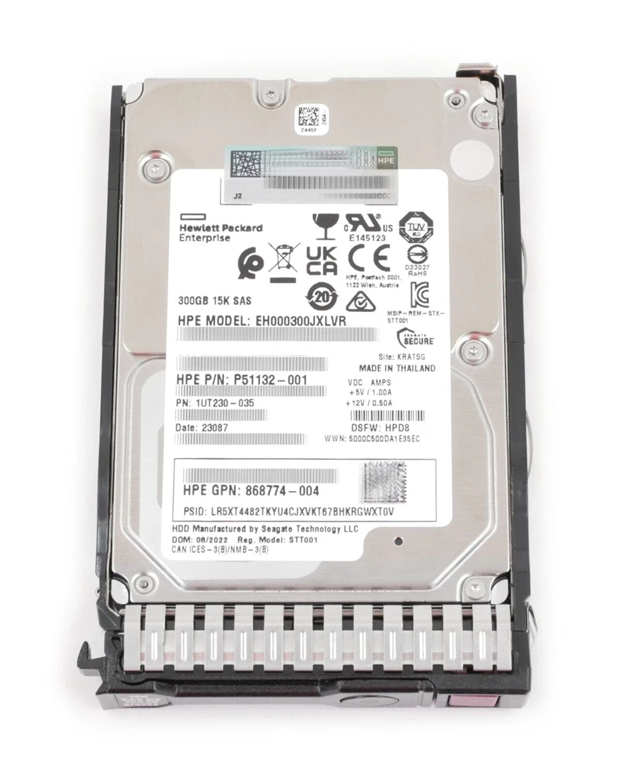 HPE EH000300JXLVR 300GB 15k 2.5 Inch SAS-12Gbps Mission Critical BC Hdd