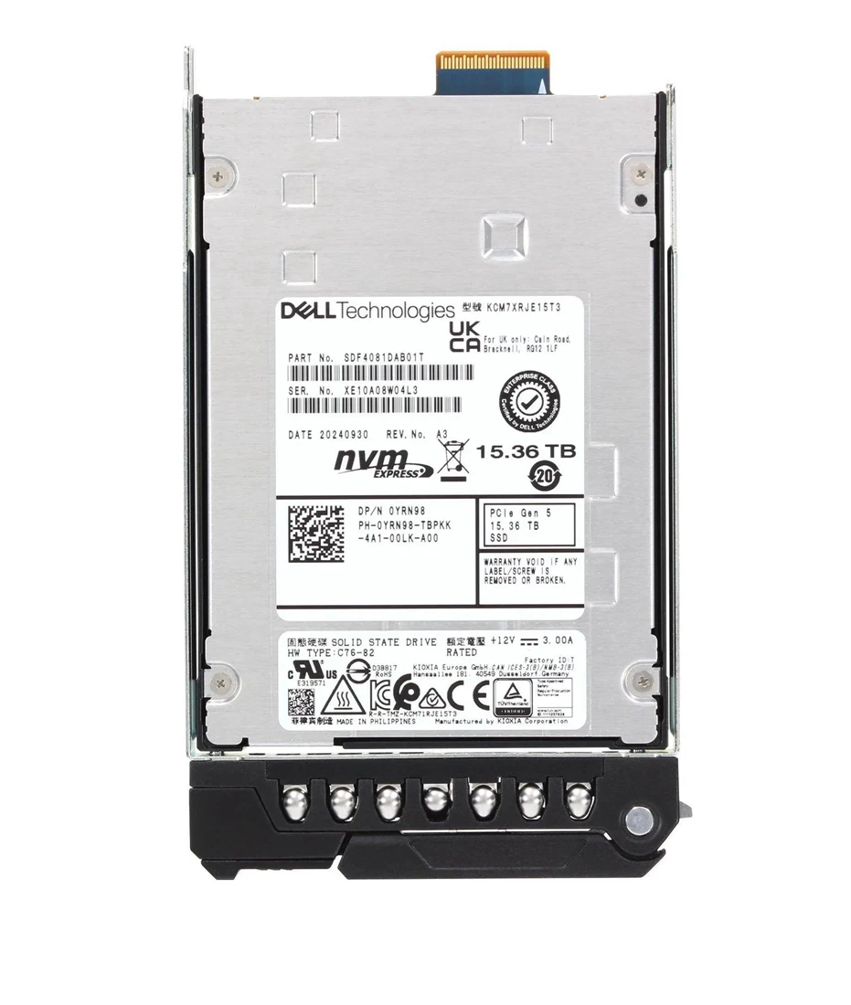 Dell YRN98 15.36TB PCIe NVMe Gen5 E3.S EDSSF SSD 