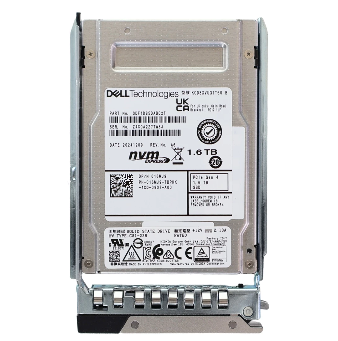 Dell 16MJ9 1.6TB NVMe PCIe Gen4 Mix Use U.2 2.5in Solid State Drive