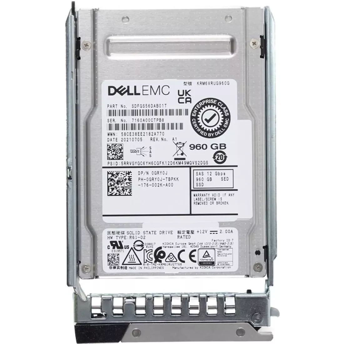 Dell GRY0J 960GB SED SAS-12Gbps Read Intensive 1DWPD 2.5Inch Hot-Plug SSD