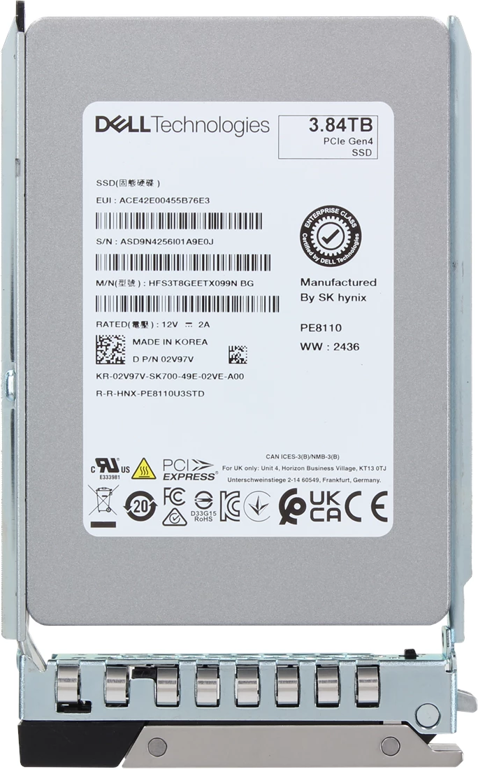 Dell 2V97V 3.84TB DC PCIe Gen4 NVMe Read Intensive U.2 SFF Solid State Drive