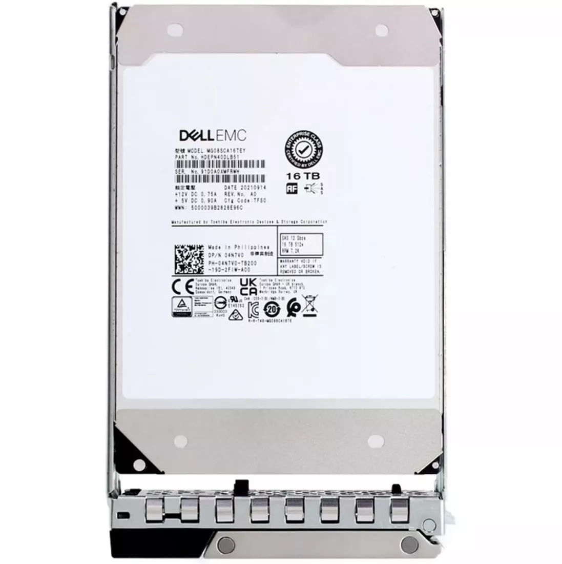 Dell 4N7V0 16TB 7.2K RPM SAS 12Gbps 512e 3.5in Hot-Plug Hard Drive with Tray