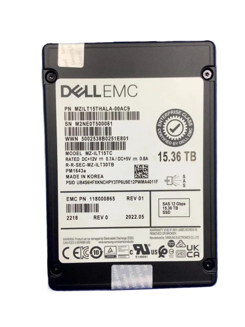 Samsung PM1643a MZILT15THALA-00AC9 SSD 15.36 TB SAS 12Gb/s SSD