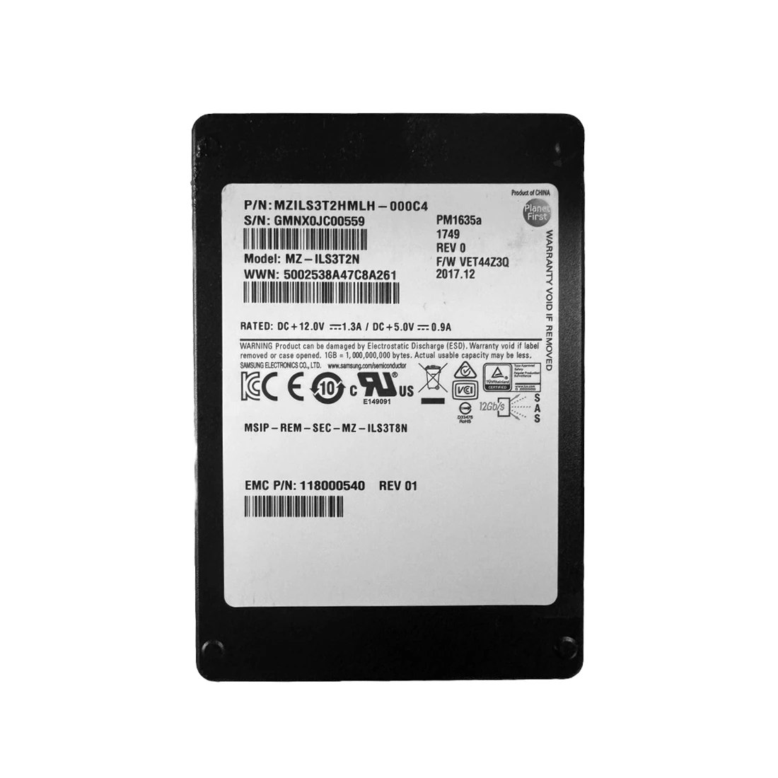 Samsung MZILS3T2HMLH-000C4 PM1635a 3.2TB Sas 12Gbps 2.5inch Ssd