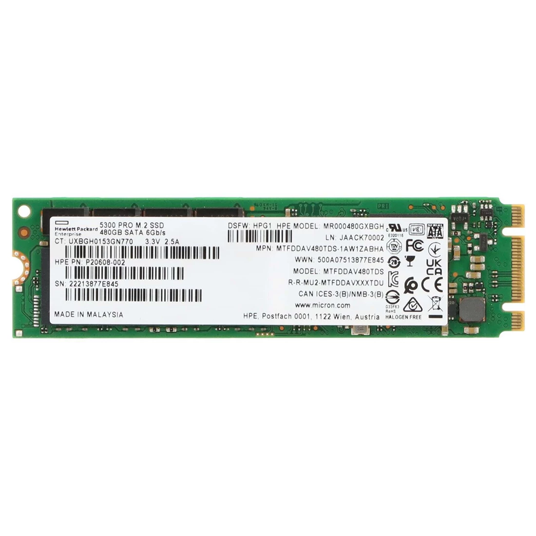 HPE P20608-002 SSD Read Intensive 480 GB SATA 6Gb/s Refurbished