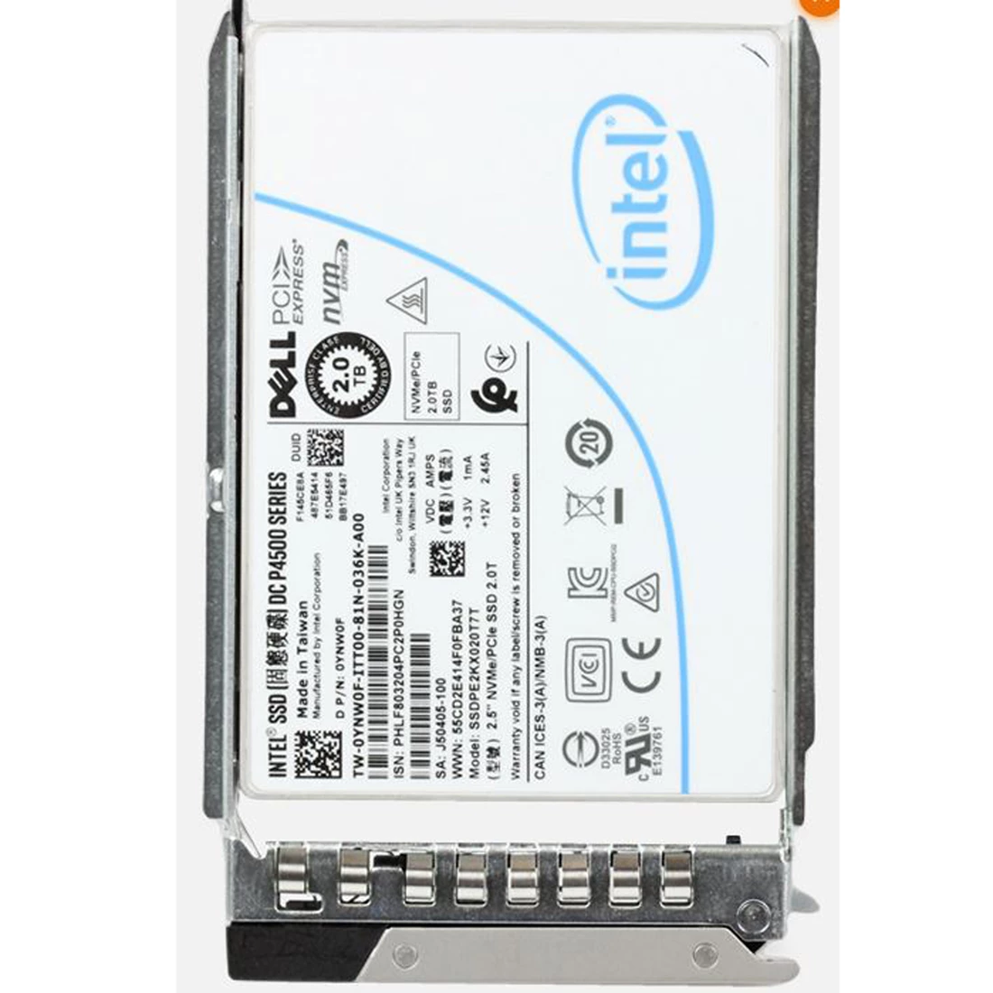 Dell YNW0F 2TB Read Intensive U.2 Nvme SSD With Tray