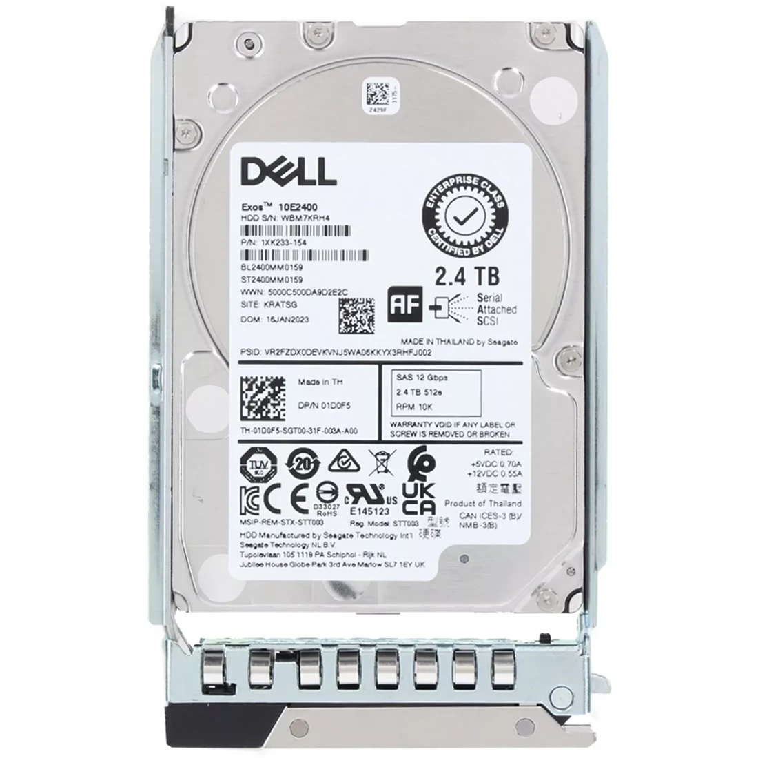 Dell 1D0F5 2.4TB 10K SAS 12Gbps 512e Hot Plug Hard Drive With Tray
