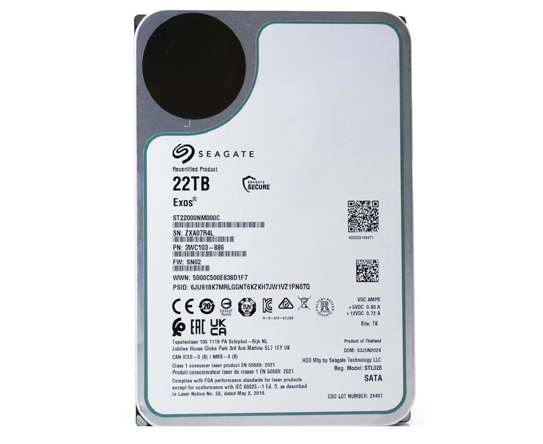 SEAGATE ST22000NM000C Exos 22tb SATA 6Gb/s 3.5inch Hard Disk drive