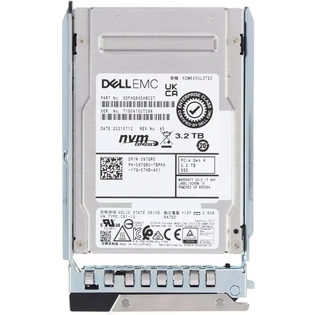 Dell 97GR0 3.2TB PCIe Gen4 NVMe U.2 Mixed Use TLC SSD New