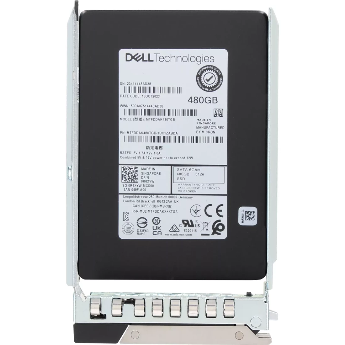 Dell R6XYW 480GB SATA-6Gbps Mixed-Use 3 DWPD 2.5 Inch Hot Plug SSD