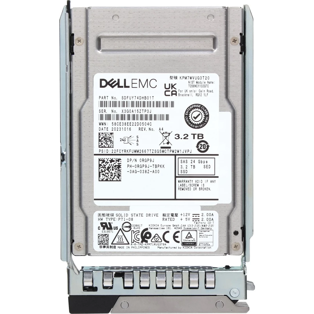 Dell RGP9J 3.2Tb SED SAS-24Gbps Mixed-Use 3DWPD 2.5Inch SSD