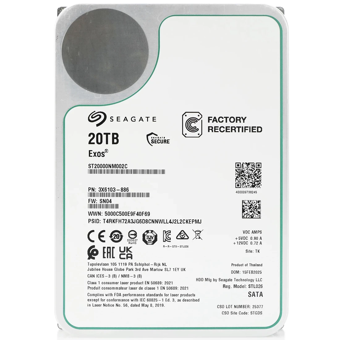 Seagate ST20000NM002C Exos 20TB SATA 6Gb/s 512e CMR 3.5inch Hard