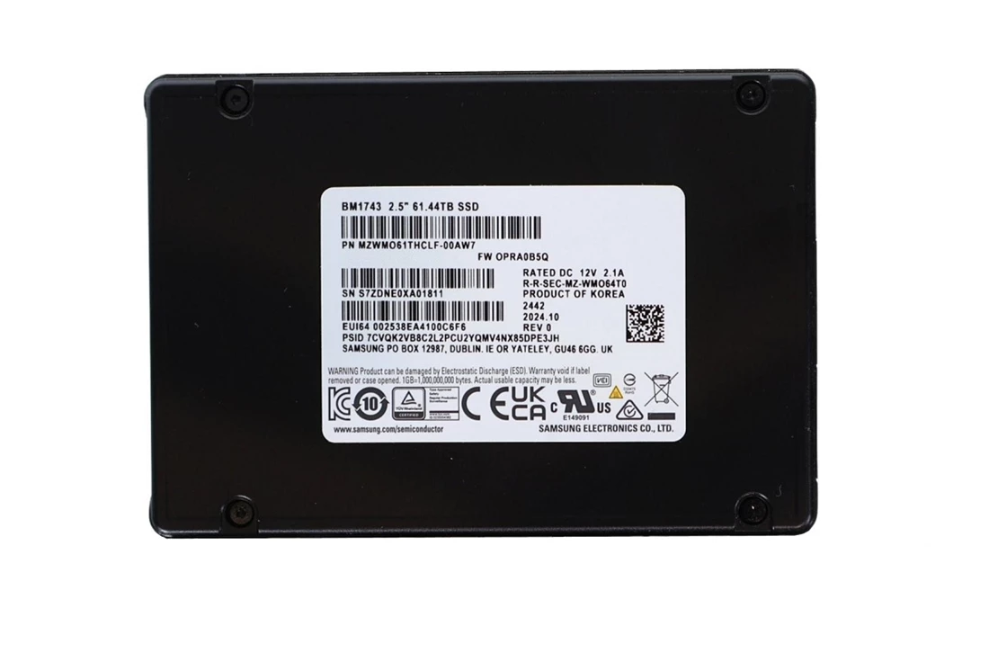 Samsung BM1743 MZWMO61THCLF-00AW7 Read Intensive 61.44 TB Pci Express 5.0 x4 (NVMe) Brand New