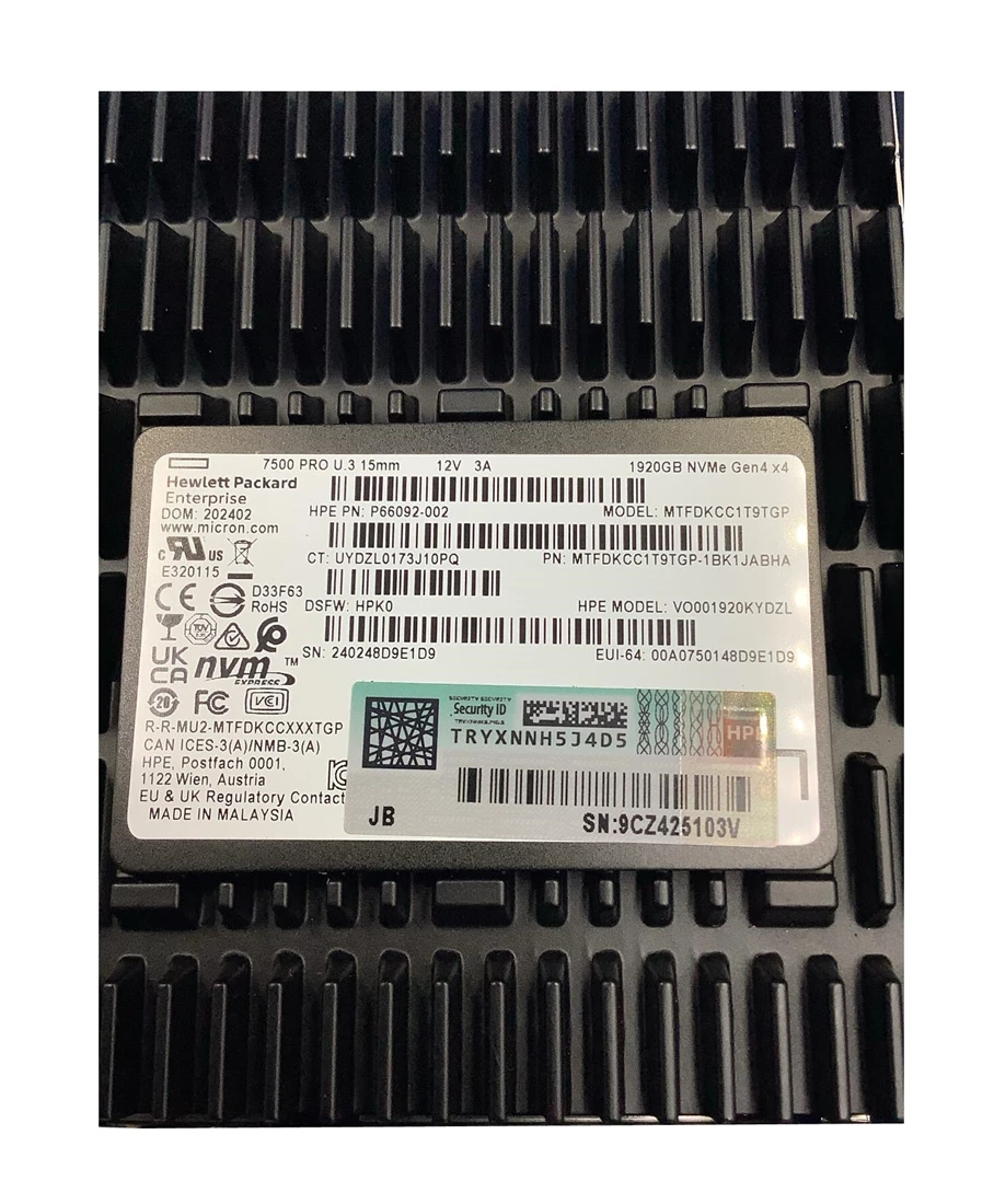 Micron 7500 Pro MTFDKCC1T9TGP-1BK1JABHA SSD 1.92 TB Pci Express 4.0 x4 (NVMe) Refurbished