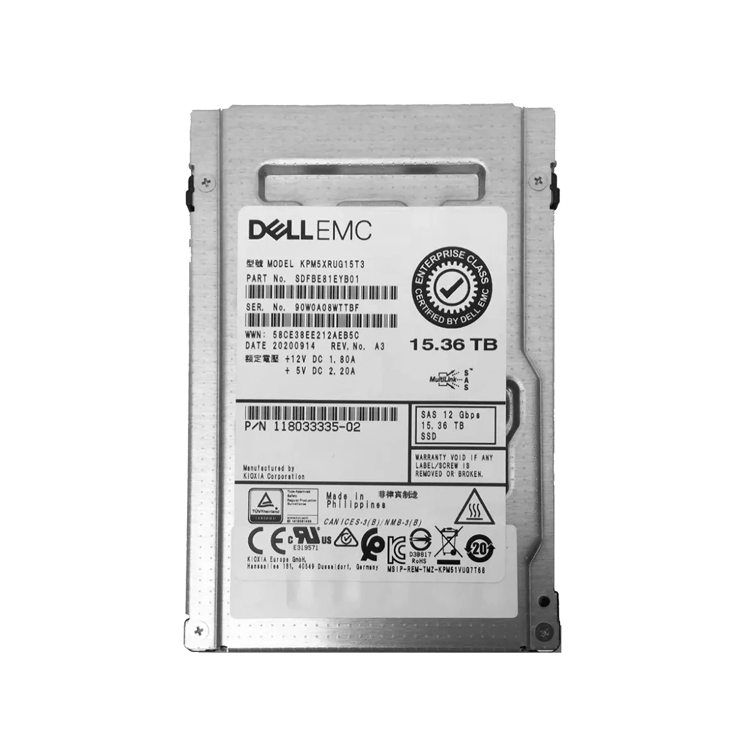 EMC 118033335-02 15.36TB SAS 12Gbps 2.5Inch R-I SSD
