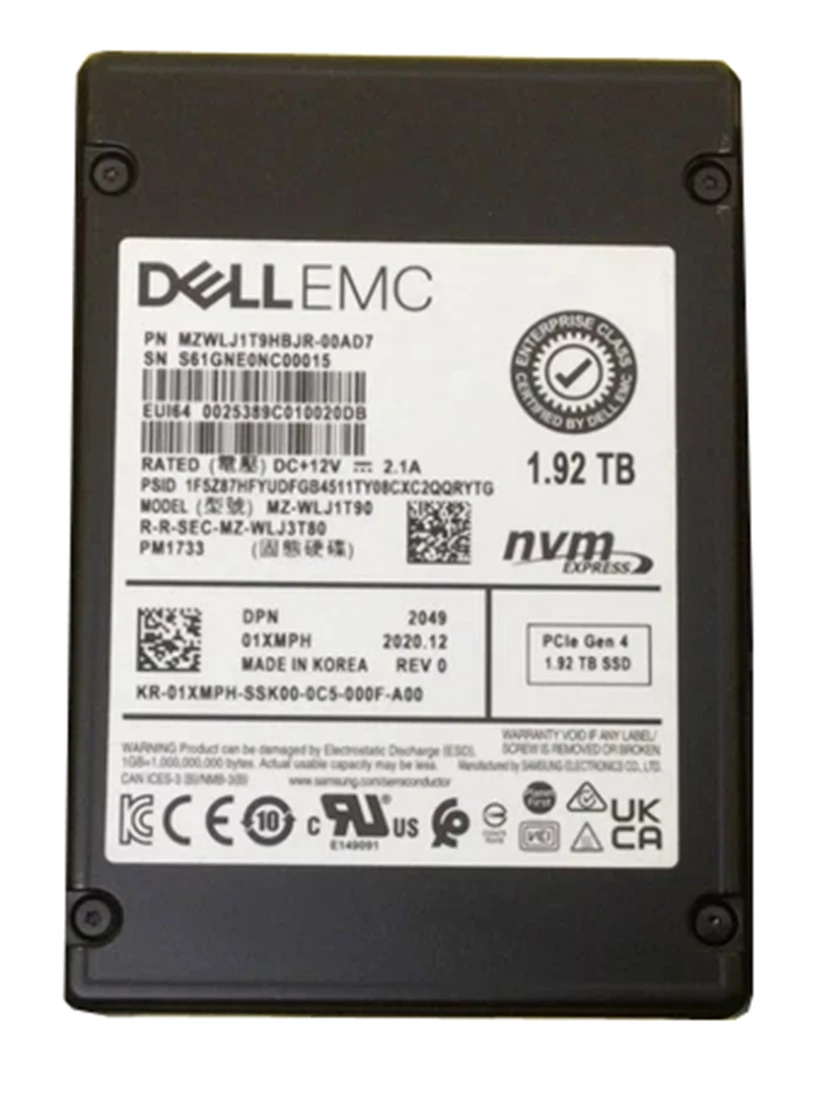 Samsung MZWLJ1T9HBJR-00AD7 PM1733 1.92TB 2.5Inch Pci Express 4.0 (NVMe) Internal Ssd.