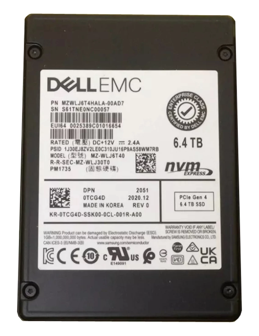 Samsung MZWLJ6T4HALA-00AD7 PM1735 6.4TB Pci Express 4.0 X8 (NVMe) 2.5Inch Internal SSD.