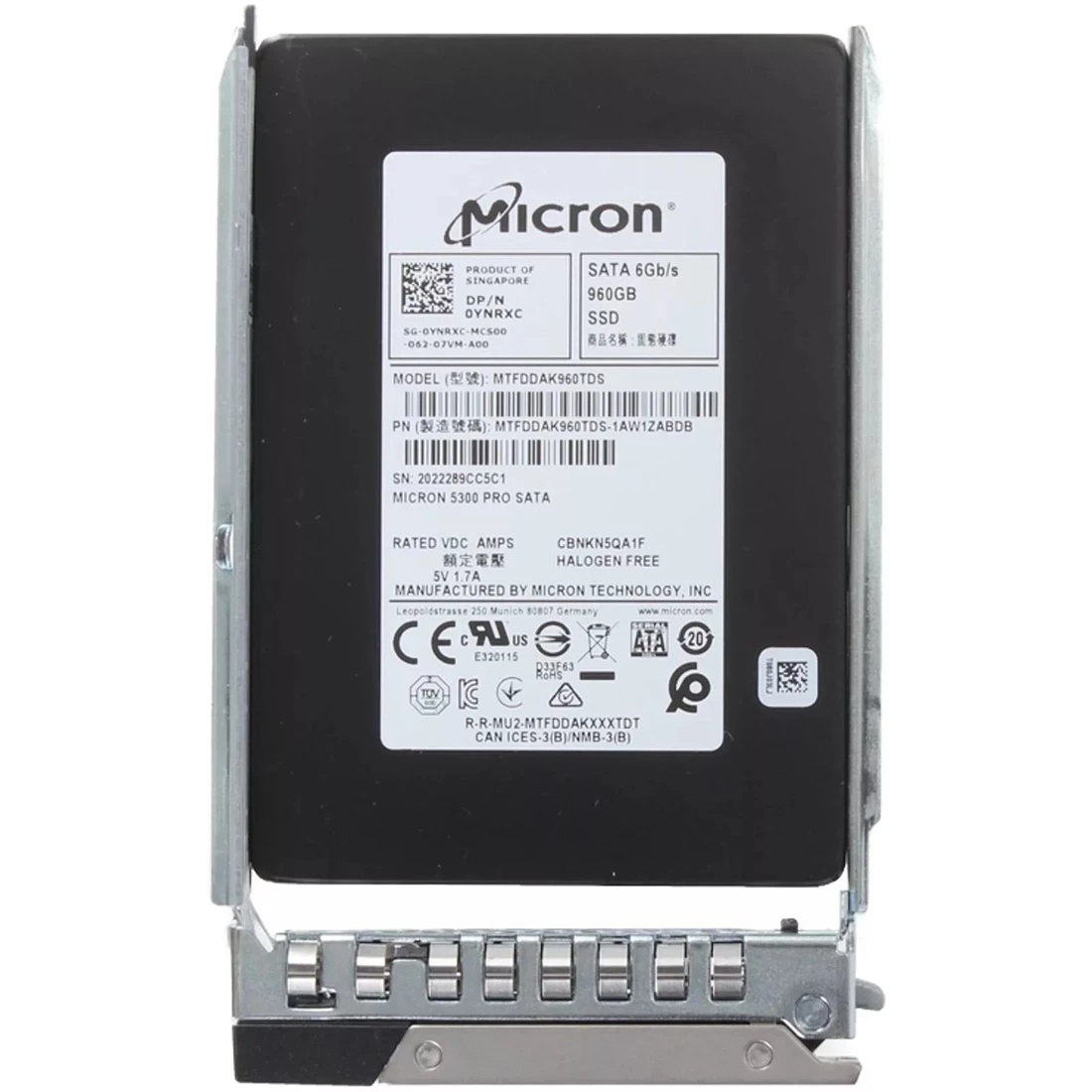 Dell YNRXC 960GB SATA-6Gbps Read-Intensive 1DWPD 2.5in Hot-Plug SSD