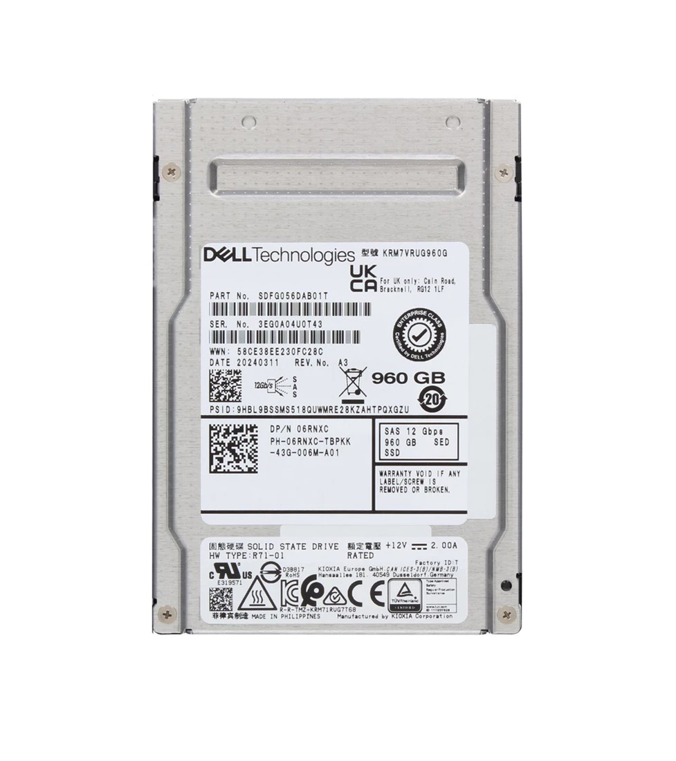 Kioxia RM7-R SDFG056DAB01T Read Intensive SSD 960 GB SAS 12Gb/s DELL OEM Brand New