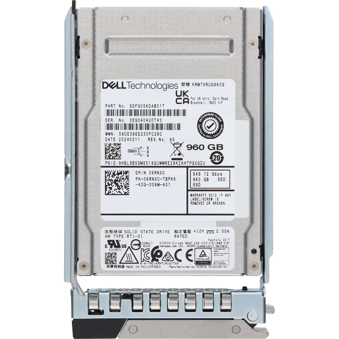 Dell 6RNXC 960GB SED SAS RI 12Gbps 2.5in Hot-plug Drive