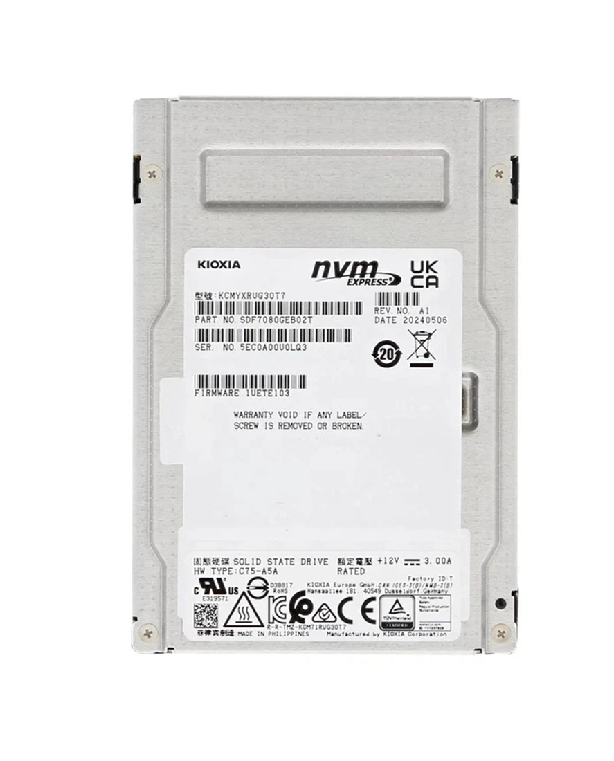 Kioxia SDF7080GEB02T 15.36TB CM7-R Read Intensive PCIe Gen5 NVMe FIPS SED enterprise SSD