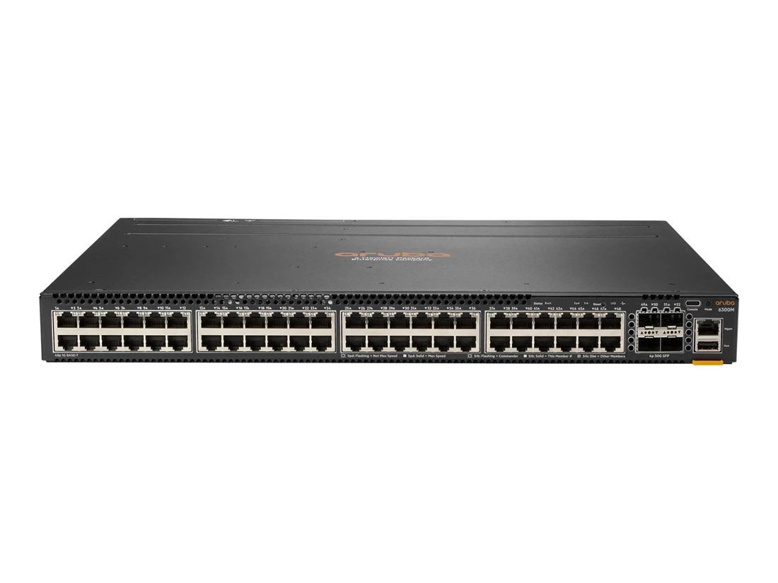 HPE JL663A Aruba Networking CX 6300M 48-port 1 GbE and 4-port SFP56 Switch