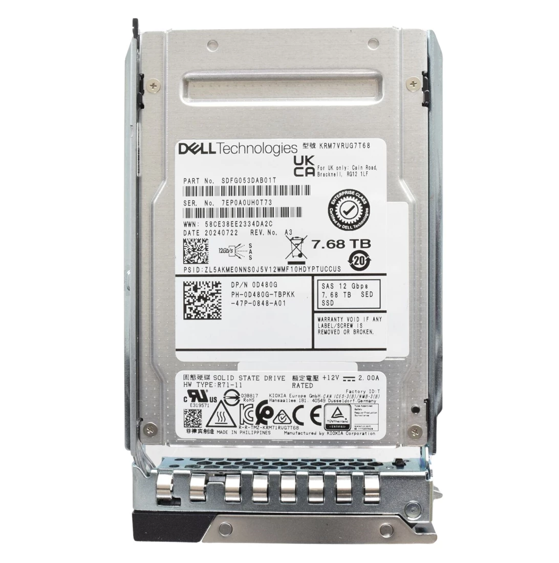 Dell D480G 7.68TB SED SAS Read Intensive 12Gbps 2.5in Solid State Drive