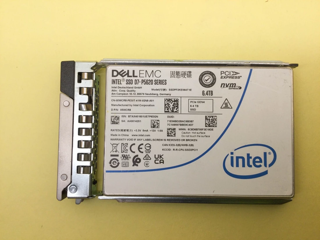Dell 5WCR8 6.4TB PCIe Gen4 NVMe Mixed Use 2.5in Solid State Drive