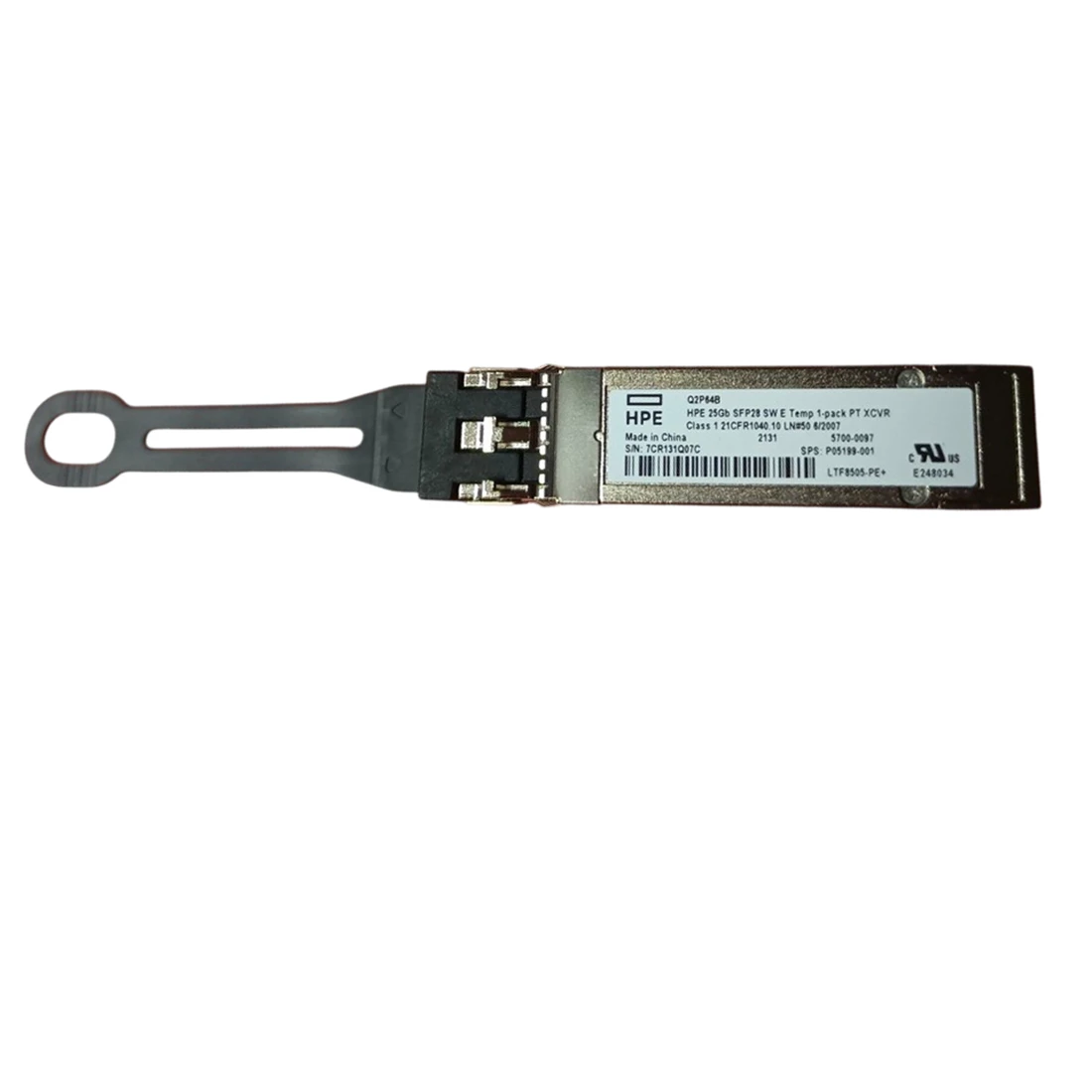 HPE P05199-001 25Gb SFP28 Short Wave Extended Temperature 1-pack Pull Tab Optical Transceiver
