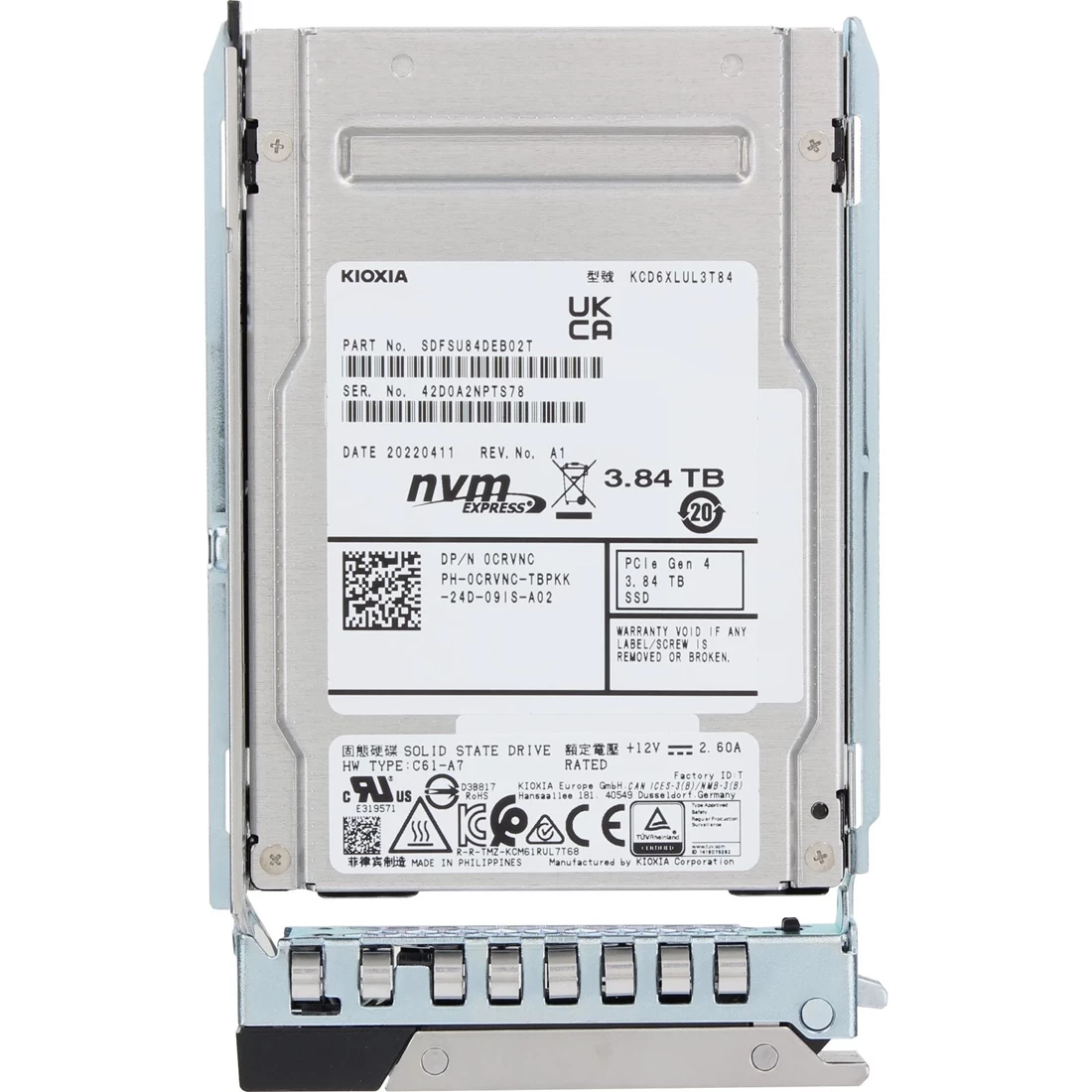 Dell CRVNC 3.84TB PCIe Gen4 NVMe Read Intensive TLC 2.5 SSD