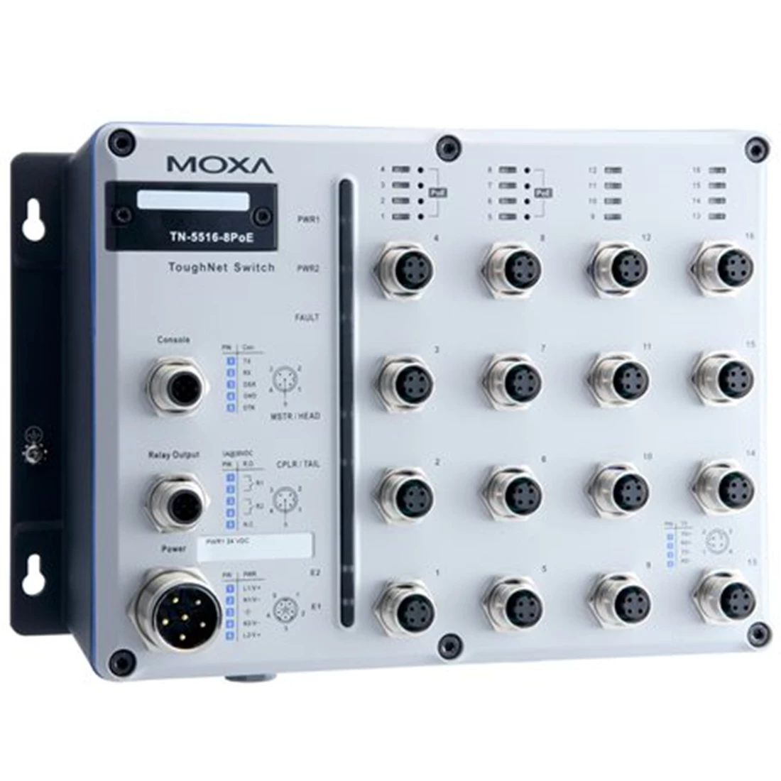 Moxa TN-5516-8POE-24-T 16-port EN 50155 managed Ethernet switch