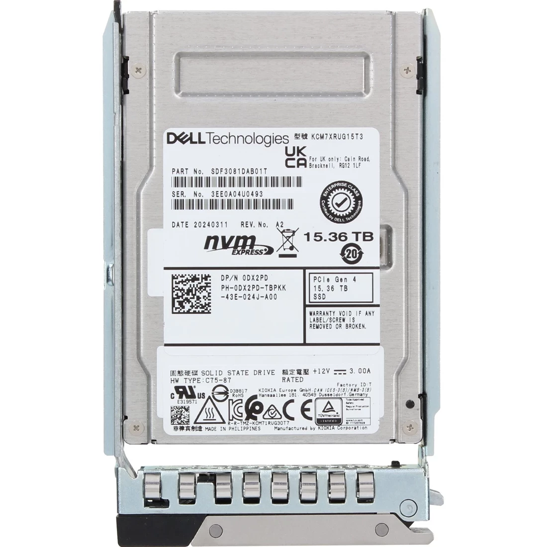 Dell DX2PD 15.36TB PCIe Gen4 NVMe U.2 2.5Inch Enterprise SSD Dell DX2PD 15.36TB PCIe Gen4 NVMe U.2 2.5Inch Enterprise SSD