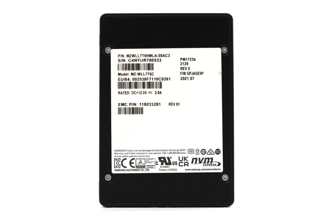 EMC 118033281 PM1723b 7.68TB PCIe 3.0 (NVMe) U.2 2.5Inch SSD Refurbished