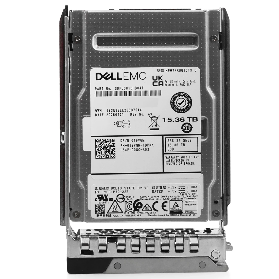 Dell 019VGM 15.36TB SAS 24Gbps Read-Intensive 1DWPD 2.5Inch Hot-Plug SSD