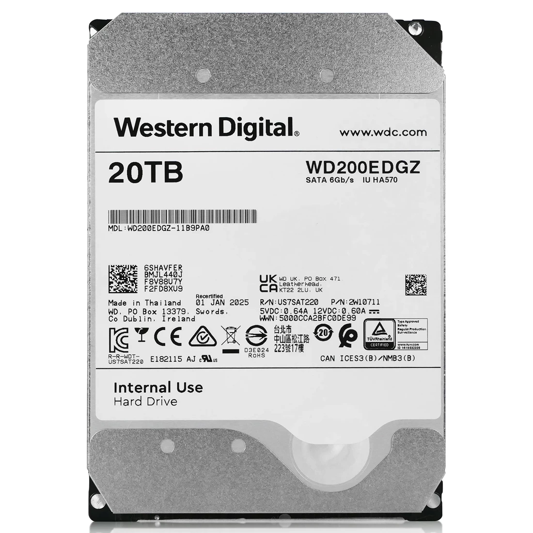 WD WD200EDGZ 20TB SATA 7.2K RPM 6Gb/s 512e 3.5inch Hard Disk Drive