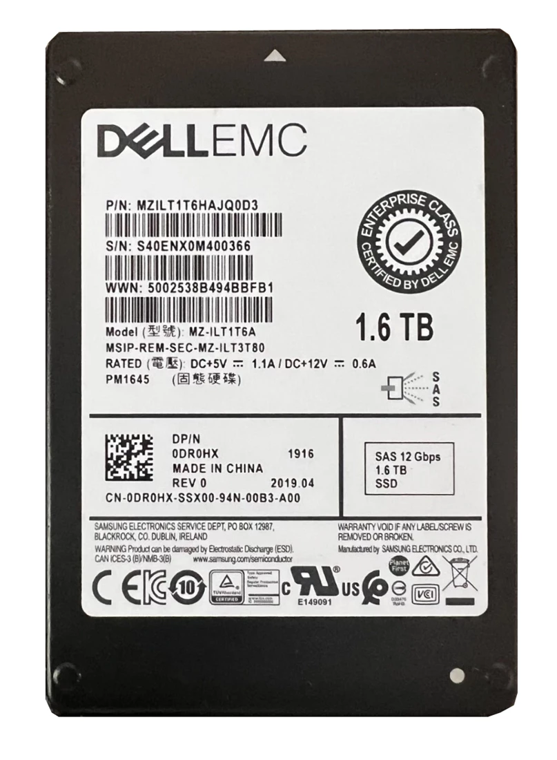Samsung MZILT1T6HAJQ0D3 1.6Tb Pm1645 Mix Use Tlc Sas 12Gbps 2.5inch Ssd Ref