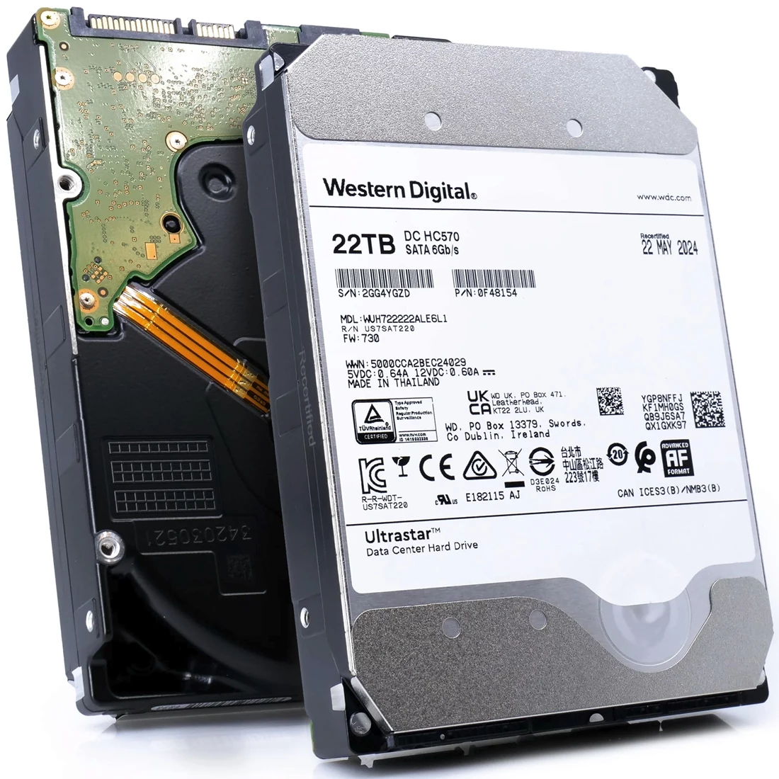 WD WUH722222ALE6L1 DC HC570 22TB SATA 6Gb/s 512MB Cache 512e SED 3.5inch Hard Disk Drive
