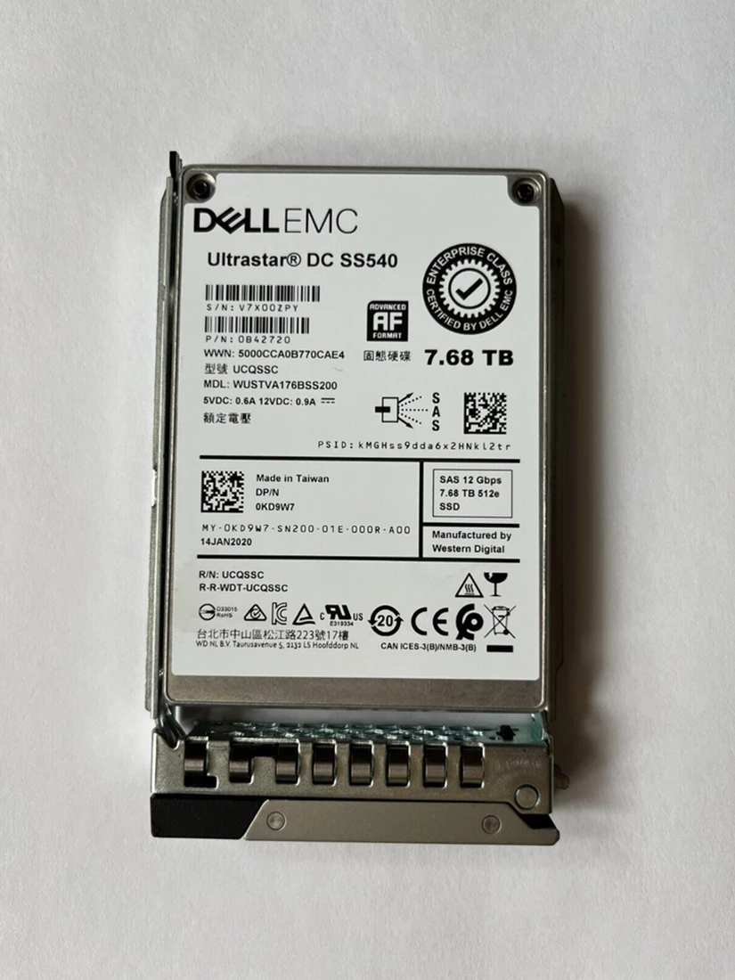 Dell KD9W7 7.68TB SAS Read Intensive 12Gbps 2.5in Solid State Drive
