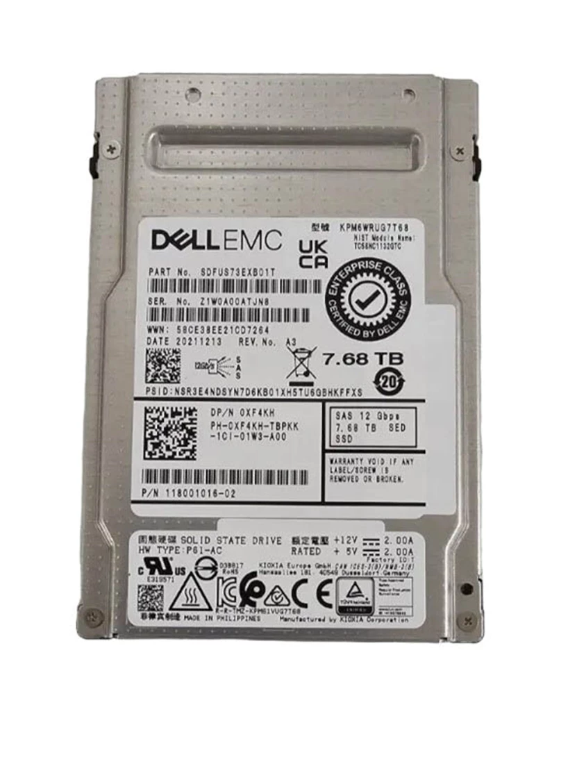 KIOXIA SDFUS73EXB02T 7.68TB SAS-12Gbps 2.5Inch Read Intensive SC Solid State Drive 